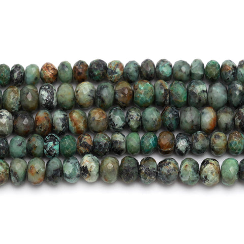 African Turquoise Rondell Faceted Natural Beads 8 Inches Strands