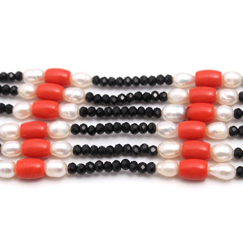 Pearl Red Coral Rondell Smooth Natural Beads Necklace 20 inches strands