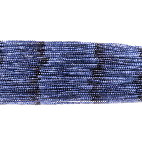 Blue Sapphire Shaded Blue Round Faceted Natural Beads 12.5 inches strand