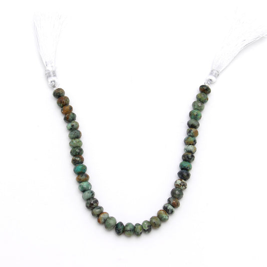 African Turquoise Rondell Faceted Natural Beads 8 Inches Strands