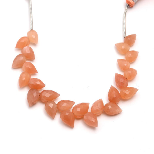 Peach Moonstone Drop Faceted Natural Beads 4 Inches