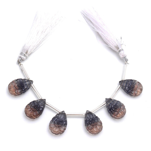 Fluorite Multi color Petal Carving Natural Beads 8 Inches Strands