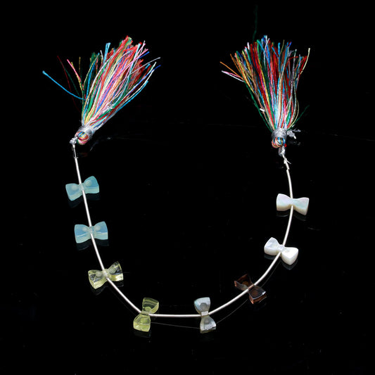 Multi Stones Bow Multicolor Carving Natural Beads 8 inches Strands