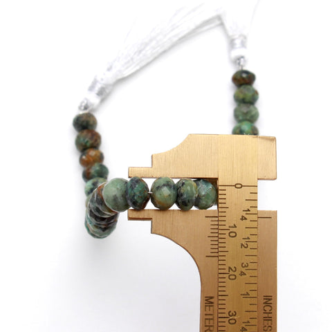 African Turquoise Rondell Faceted Natural Beads 8 Inches Strands