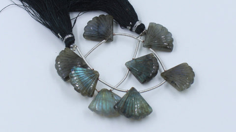 Labradorite Grey Smooth Carving Natural Beads 8 Inches Strands