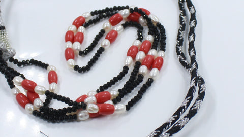 Pearl Red Coral Rondell Smooth Natural Beads Necklace 20 inches strands