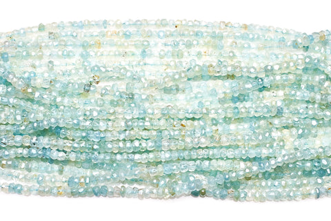 Mystic Coated Aquamarine Blue Rondelle Faceted Mini Beads