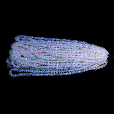 Rainbow Moonstone White Rondell Smooth Natural Beads 16 inches strands