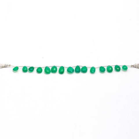Onyx Green Pear Faceted Natural Beads 8 Inches Strands
