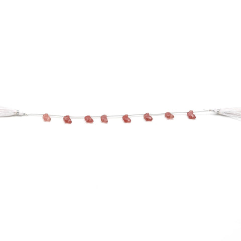 Pink Strawberry Quartz Pink Butterfly Carving Natural Beads Side Drilled 8 Piece