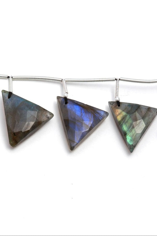Labradorite Grey Triangle Surface Drill Faceted Natural Beads