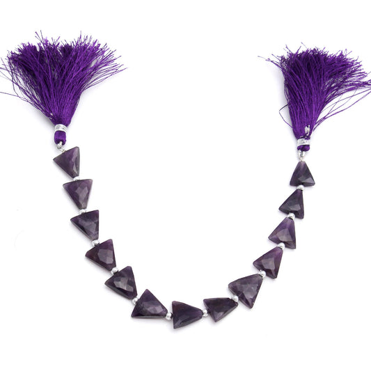Amethyst Purple Triangle Faceted Natural Beads 8 Inches Strands
