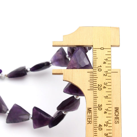 Amethyst Purple Triangle Faceted Natural Beads 8 Inches Strands