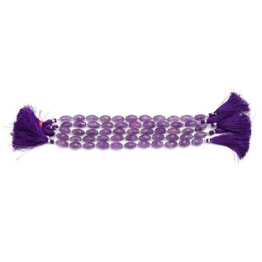 Amethst Purple Barrel Faceted Natural Beads 8 Inches Strands