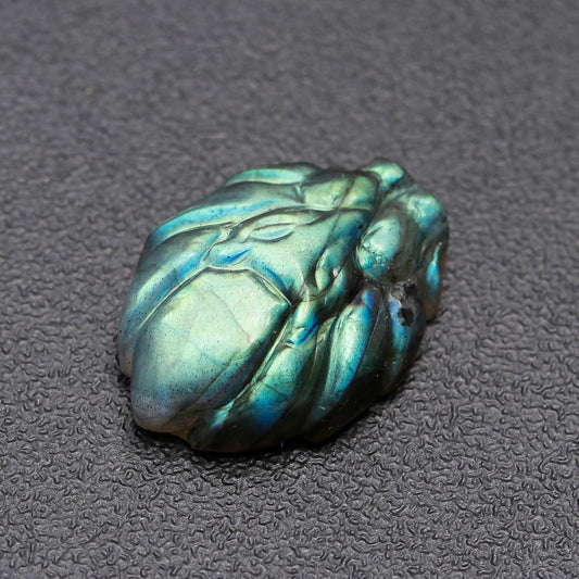 Labradorite Grey Lion Head Carving Natural 19 MM Stone