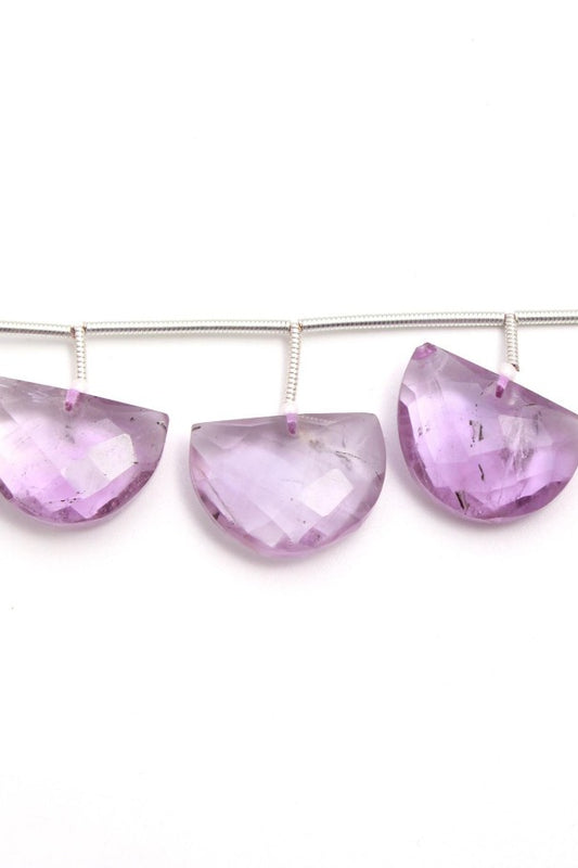 Pink Amethyst Purple D Shape Faceted Natural Beads