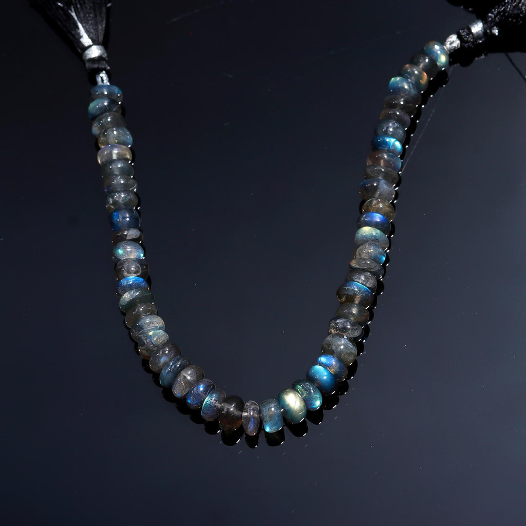 Labradorite Grey Rondell Smooth Natural Beads 16 Inches Strands