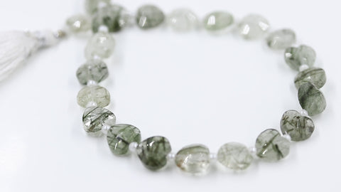 Rutilated Quartz Black Heart Faceted Natural Beads 8 Inches