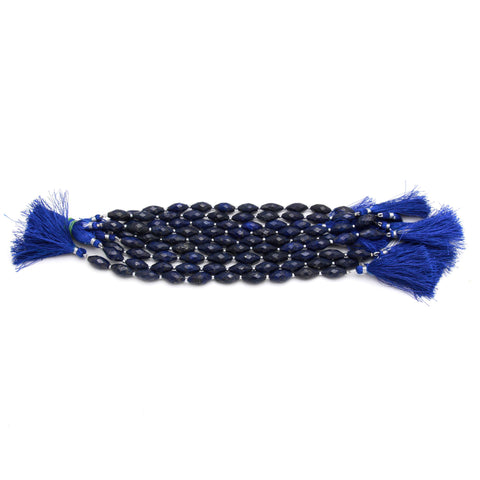 Lapis Lazuli Blue Barrel Faceted Natural Beads 8 inches Strands