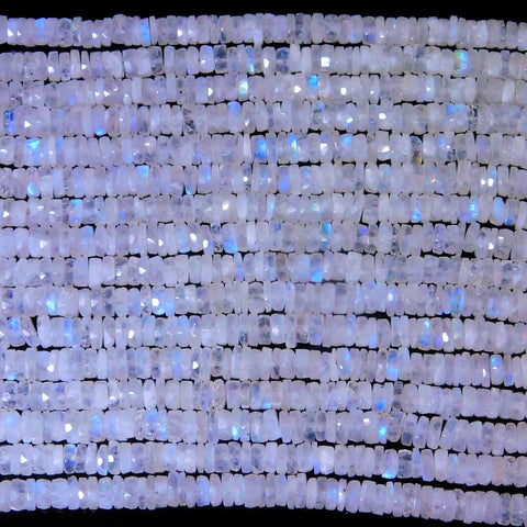 Moonstone White Tire Faceted Natural Beads 16 Inches Strands