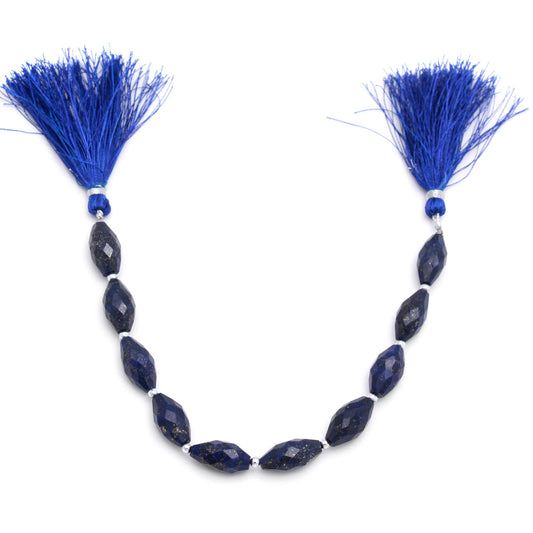 Lapis Lazuli Blue Barrel Faceted Natural Beads 8 inches Strands