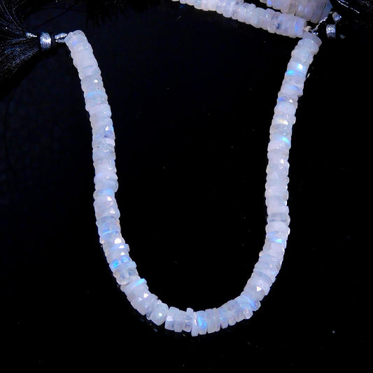 Moonstone White Tire Faceted Natural Beads 16 Inches Strands