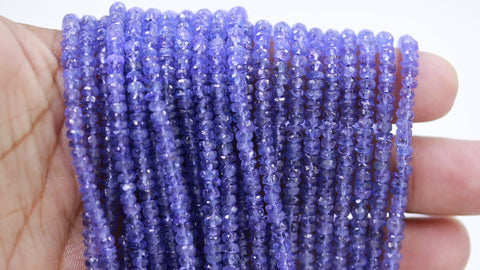 Tanzanite Purple Rondelle Faceted Natural Beads 16 Inches Strands