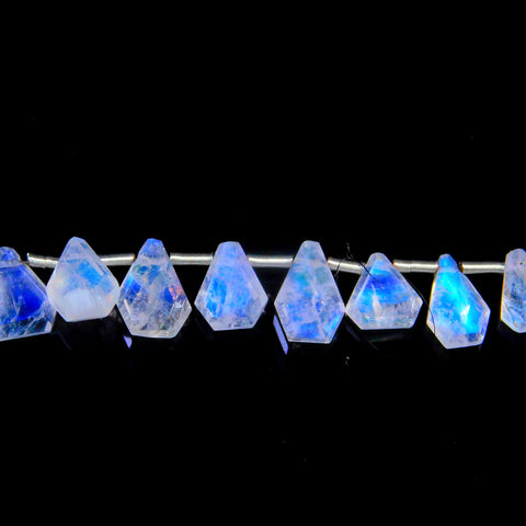 Rainbow Moonstone White Coffin Faceted Natural Beads 8 inches strands