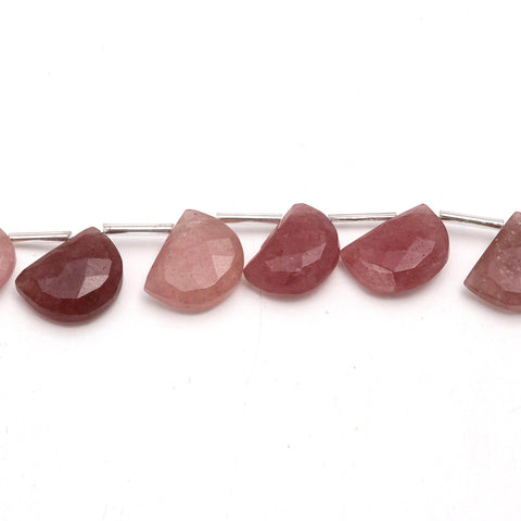 Strawberry Quartz Pink D Shape Faceted Natural Beads 8 inches strands