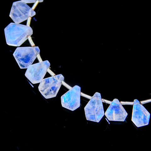 Rainbow Moonstone White Coffin Faceted Natural Beads 8 inches strands