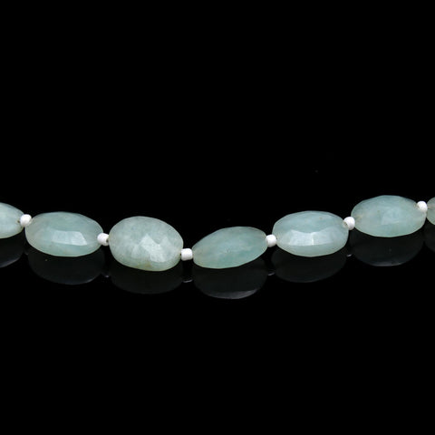 Amazonite Green Oval Faceted Natural Beads 8 Inches Center Drilled