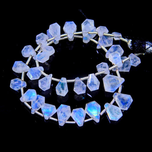 Rainbow Moonstone White Coffin Faceted Natural Beads 8 inches strands