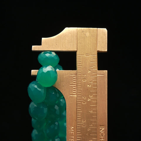Onyx Green Drop Faceted Natural Beads 8 Inches Strands