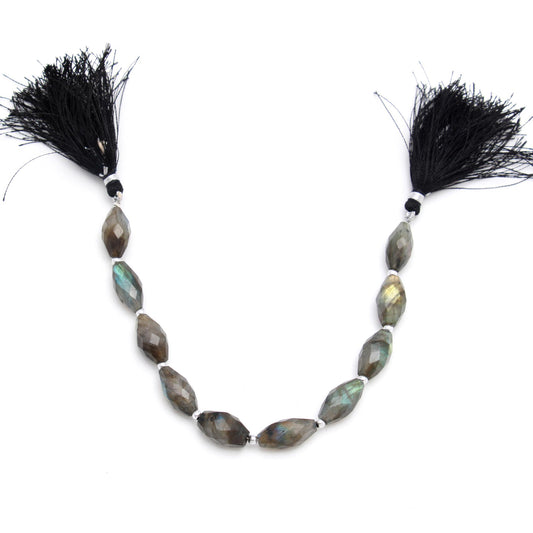 Labradorite Grey Barrel Faceted Natural Beads 8 inches Strands