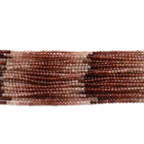 Brown Sapphire Shaded Brown Round Faceted Natural Beads 12.5 inches strands