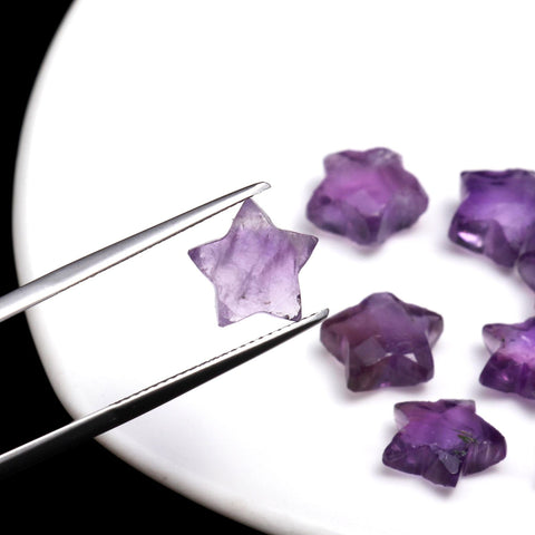Amethyst Purple Star Faceted Natural Beads