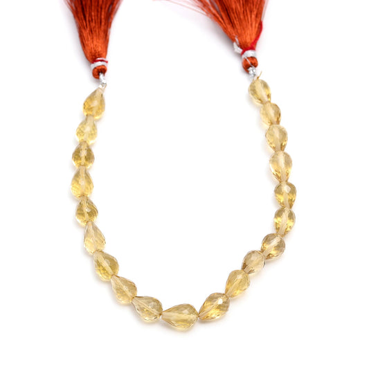 Lemon Quartz Yellow Drop Faceted natural Beads 8 inches strands