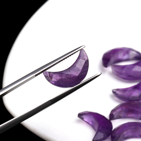Amethyst Purple Half Moon Faceted Natural Beads