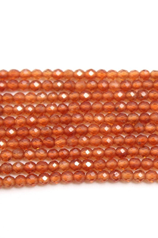 Carnelian Orange Round Faceted Natural Beads