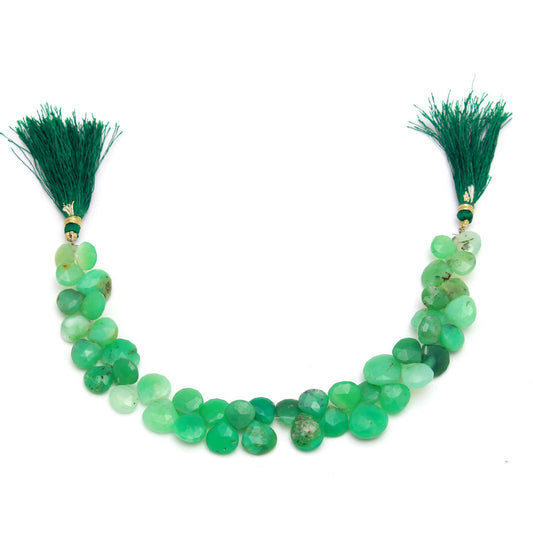 Chrysoprase Green Heart Faceted Natural Beads 8 Inches Strands