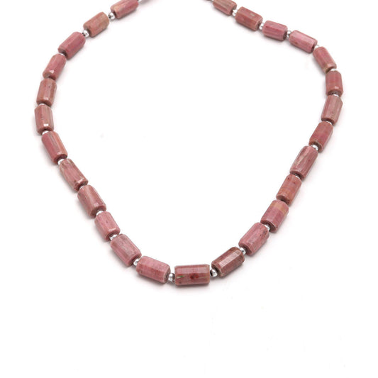 Thulite Pink Tube Faceted Natural Beads 16 Inches Strands
