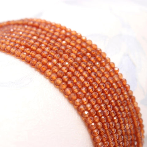 Carnelian Orange Round Faceted Natural Beads