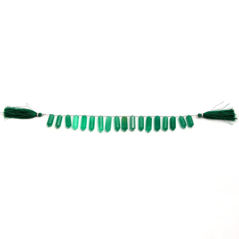Green Onyx Double Pencil Faceted Natural Beads