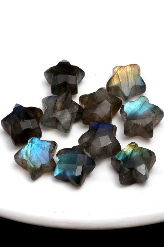 Labradorite Grey Star Faceted Natural Beads
