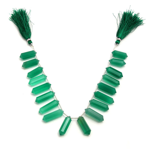 Green Onyx Double Pencil Faceted Natural Beads