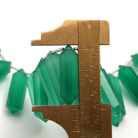 Green Onyx Double Pencil Faceted Natural Beads