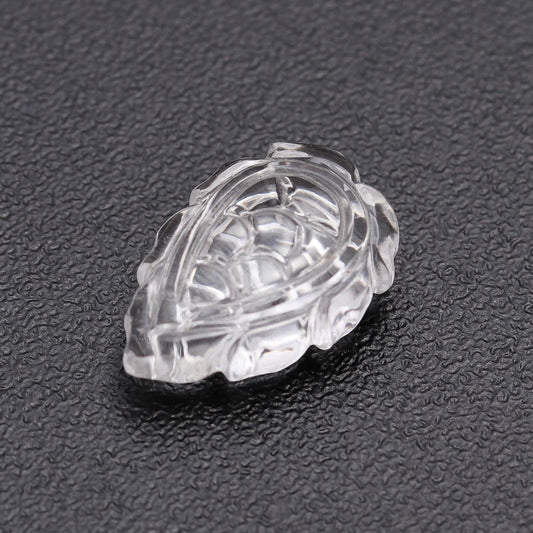 Crystal Quartz White Leaf Carving Natural 17 MM Stone