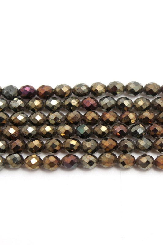Black Spinel Round Faceted Natural Beads