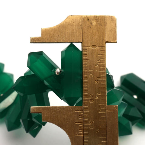 Green Onyx Double Pencil Faceted Natural Beads