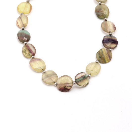 Fluorite Coin Faceted Natural Beads 8 Inches Strands